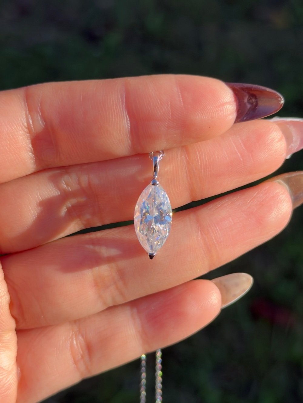5ct marquise cut real Moissanite stone vvs1 necklace 16-18”